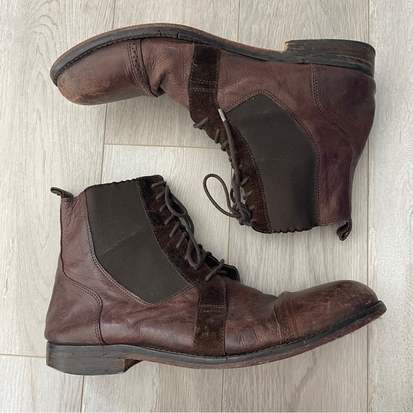 J.Lindeberg Leather Boots lace up ankle mens Brown (size 9.5) workwear retro main image 8